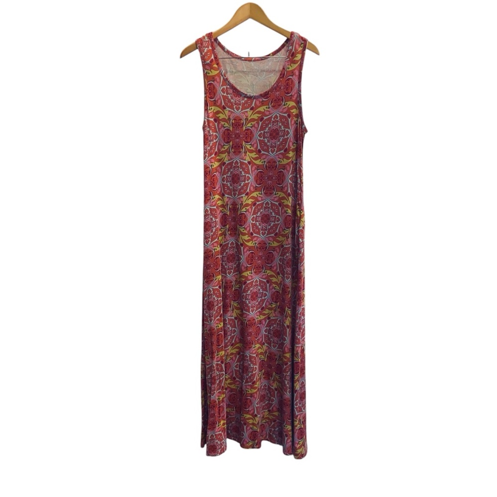 Soft Surroundings Red Mandela Print Sleeveless Scoop Neck Sundress Sz M